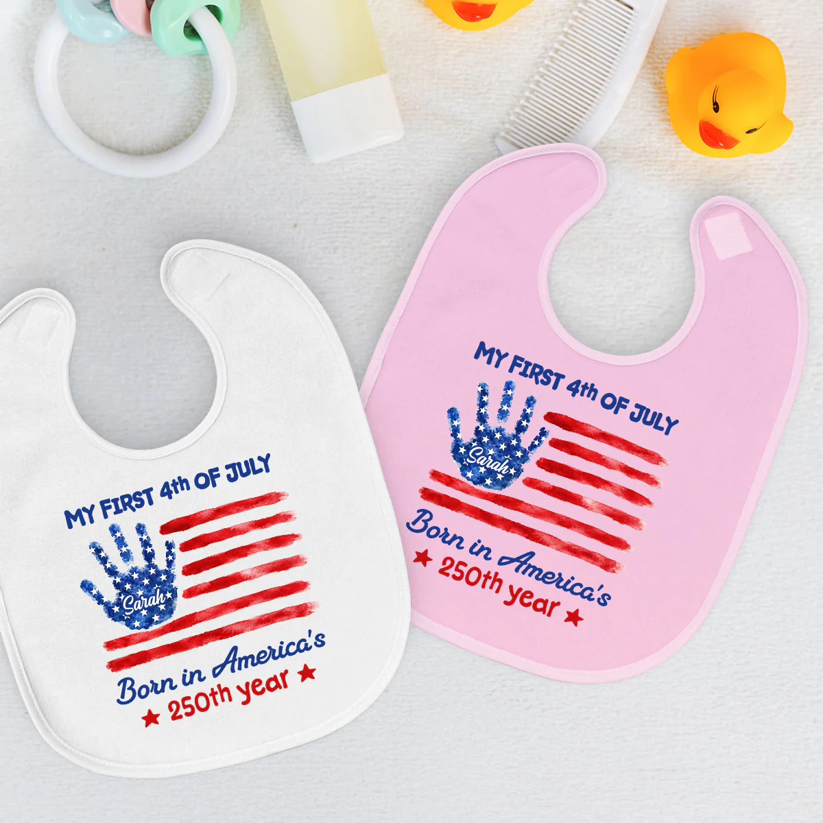 1st 4th Of July - Personalized Custom Baby Bib - Image 3