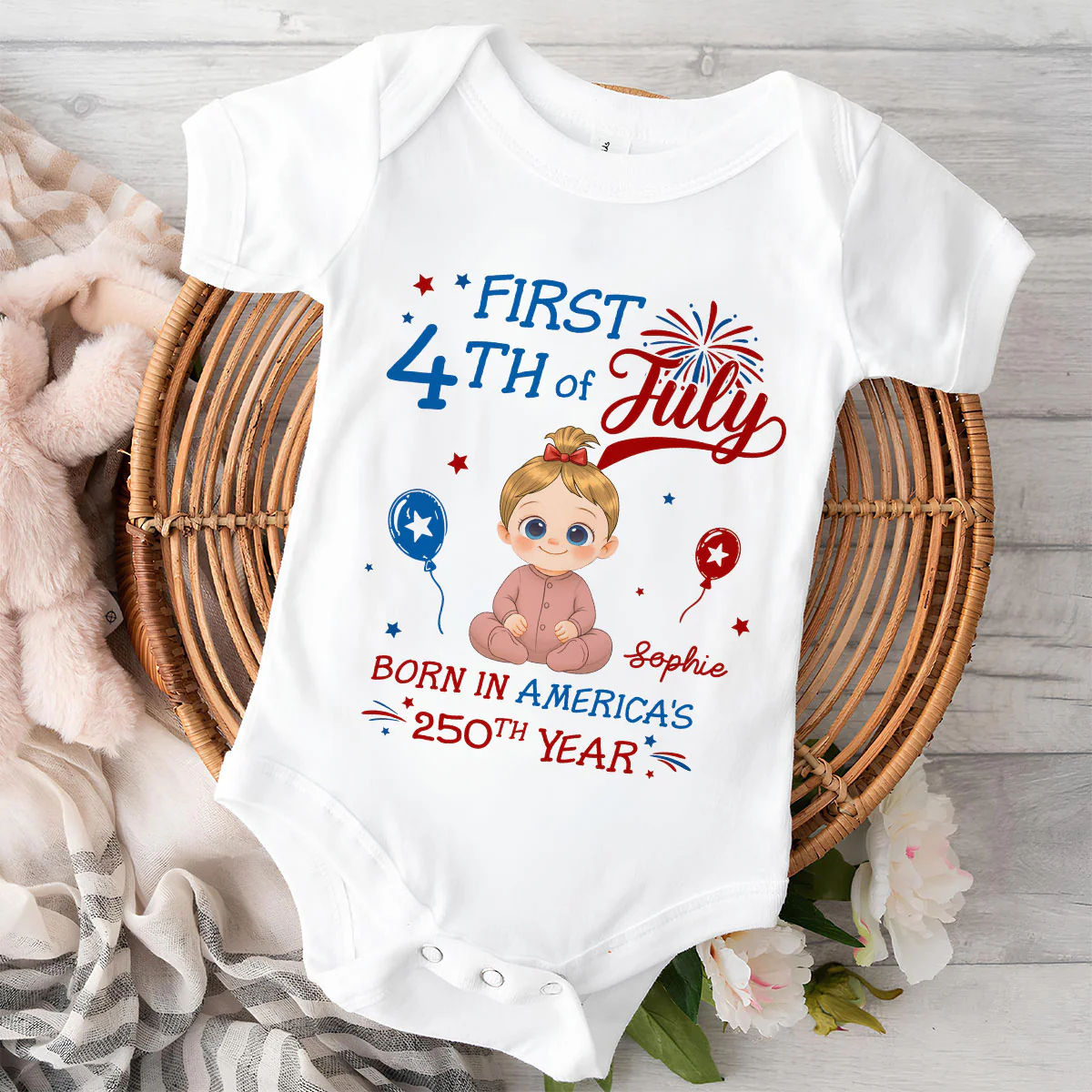 1st 4th Of July - Personalized Custom Baby Onesie - Image 2