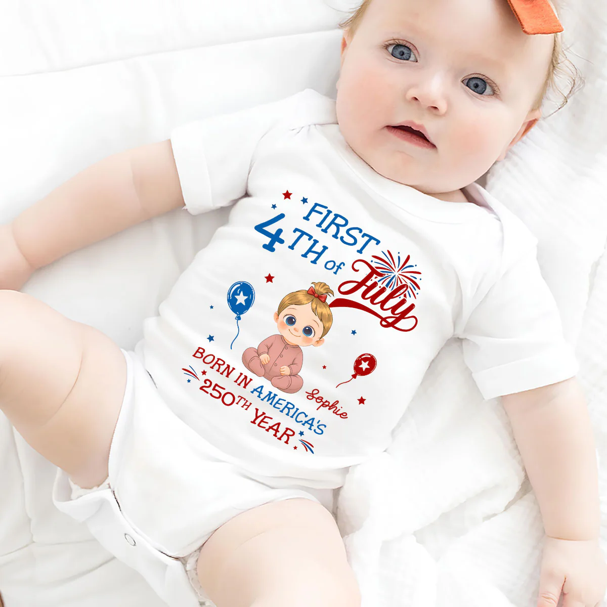 1st 4th Of July - Personalized Custom Baby Onesie - Image 3