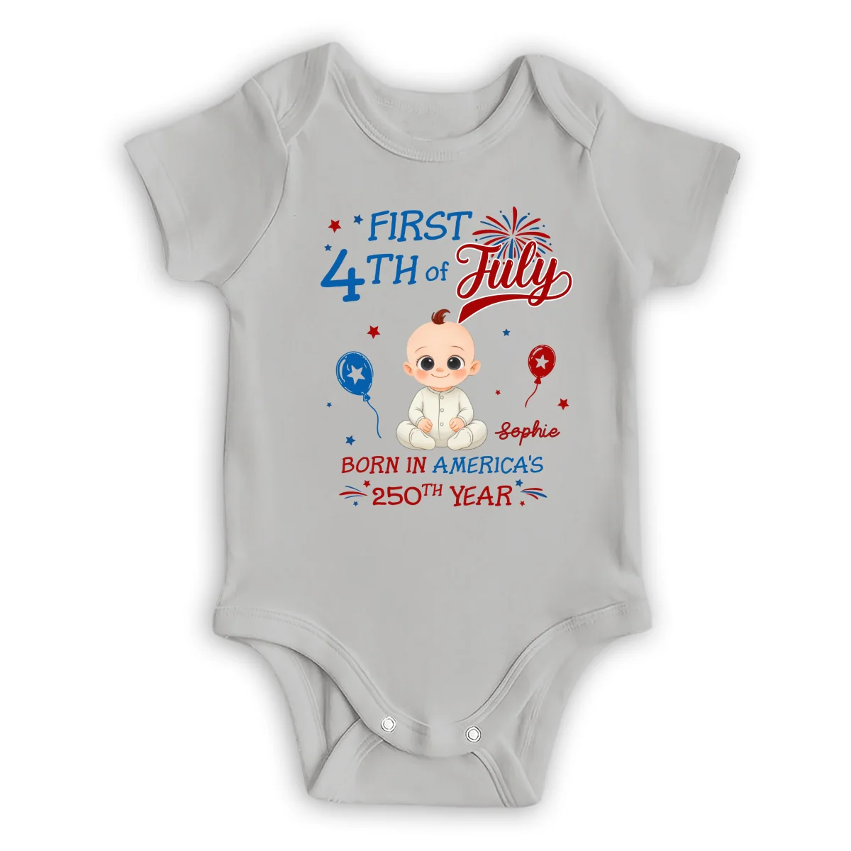 1st 4th Of July - Personalized Custom Baby Onesie - Image 7