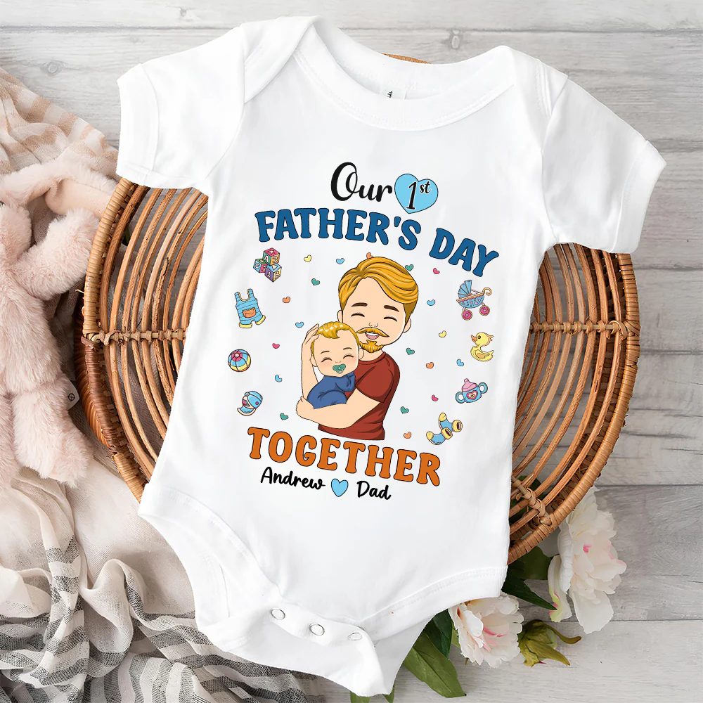 1st Fathers Day Together - Personalized Custom Onesie - Image 2