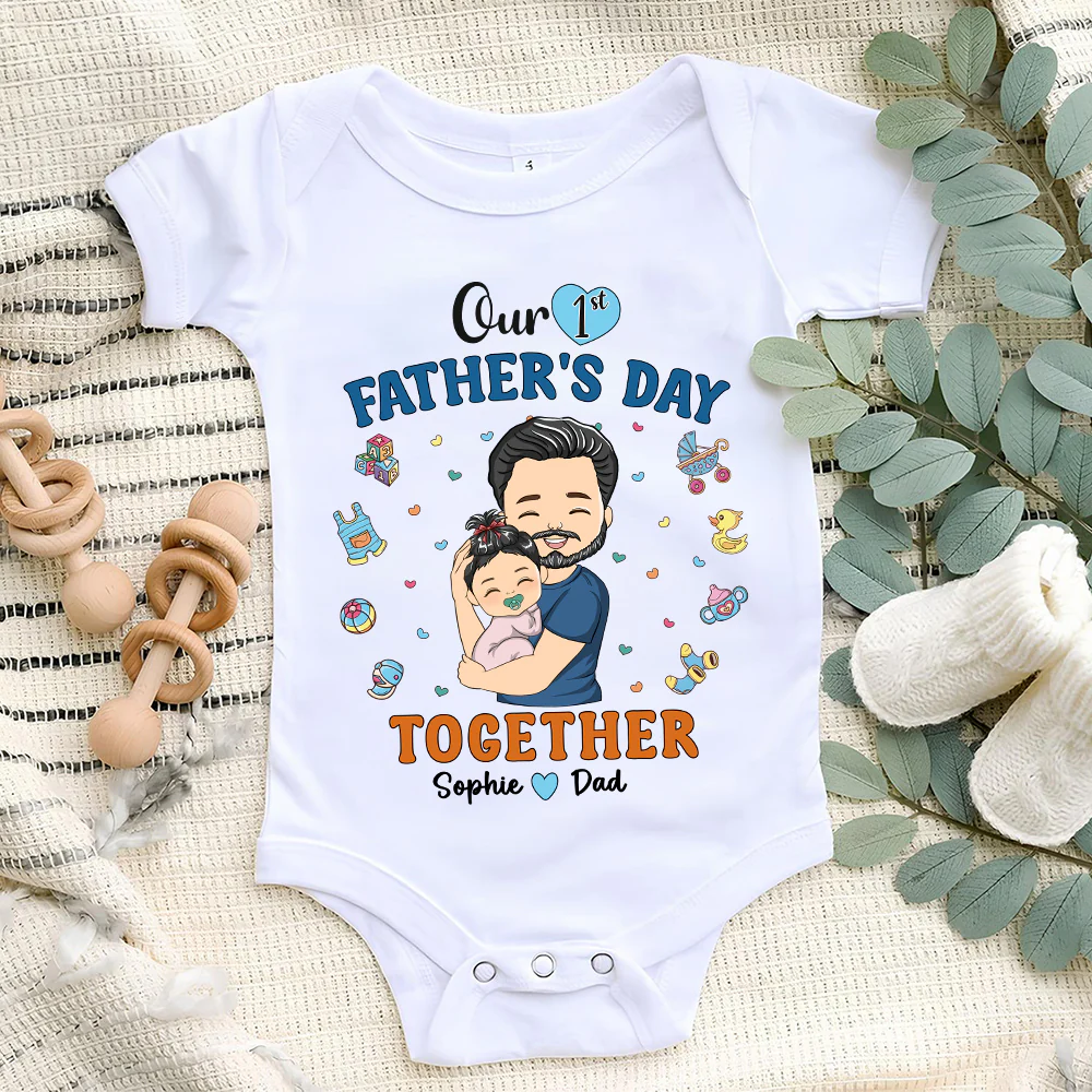 1st Fathers Day Together - Personalized Custom Onesie - Image 6
