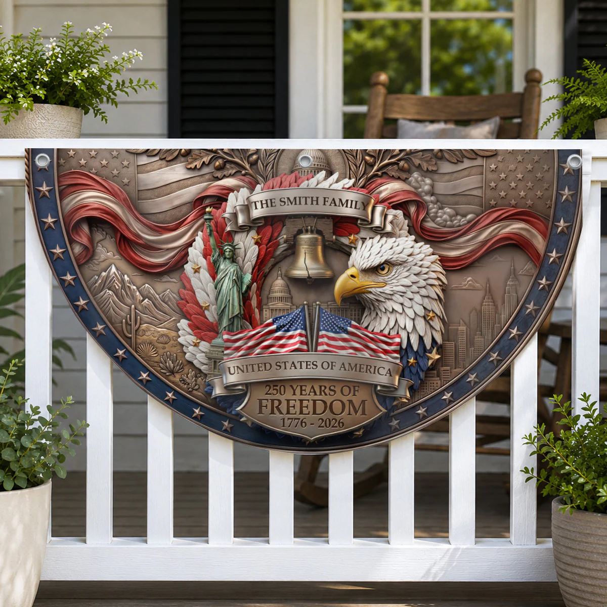 250 Years Of Freedom - Personalized Custom Non-Pleated Fan Flag - Image 2