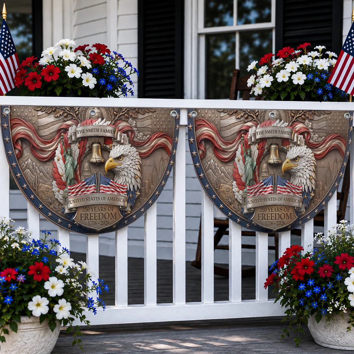 250 Years Of Freedom - Personalized Custom Non-Pleated Fan Flag - Image 4