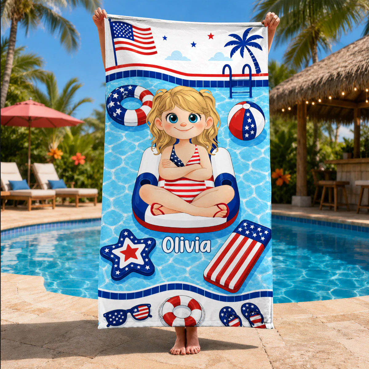 4th Of July Celebrate - Personalized Custom Beach Towel