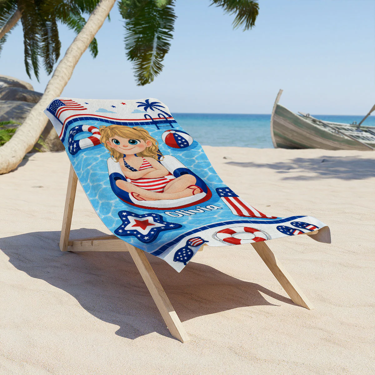 4th Of July Celebrate - Personalized Custom Beach Towel - Image 2