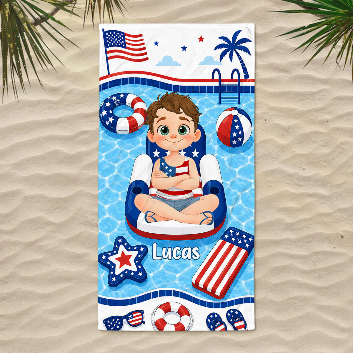 4th Of July Celebrate - Personalized Custom Beach Towel - Image 3