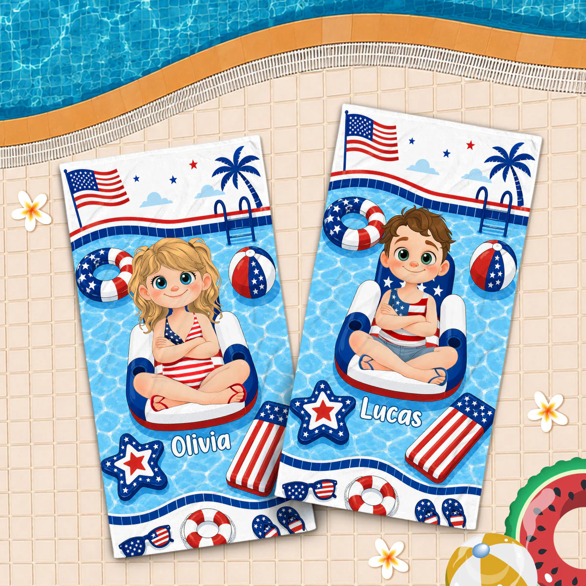 4th Of July Celebrate - Personalized Custom Beach Towel - Image 4