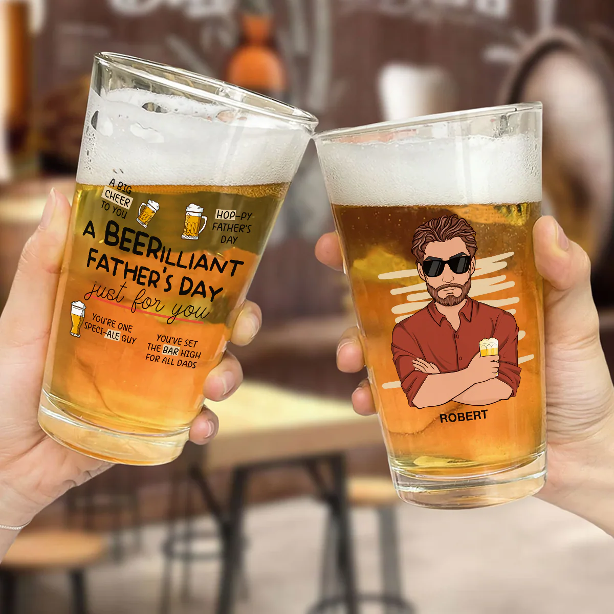 A Beerilliant Fathers Day - Personalized Custom Beer Glass - Image 4