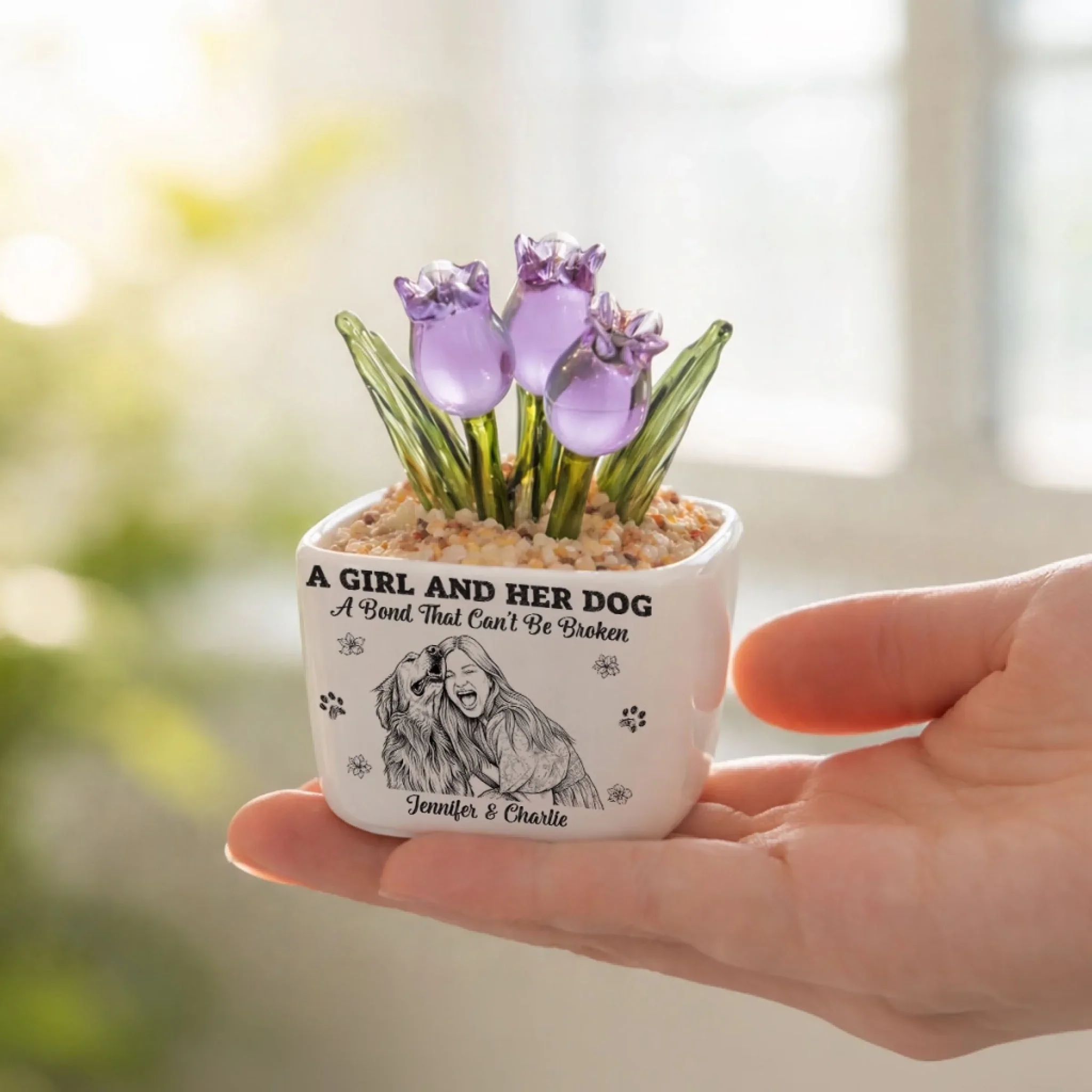 A Bond - Personalized Custom 3D Effect Glass Everlasting Tulips - Image 3