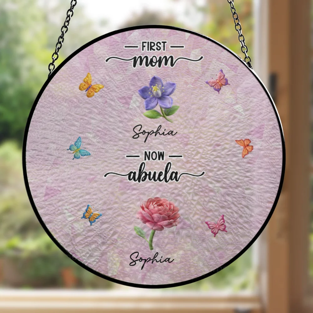 A Bouquet Of Love For Grandma - Personalized Custom Window Hanging Suncatcher - Image 6