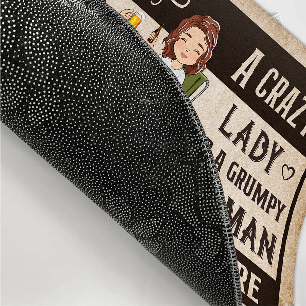 A Crazy Lady And A Grumpy Man - Personalized Custom Doormat - Image 2