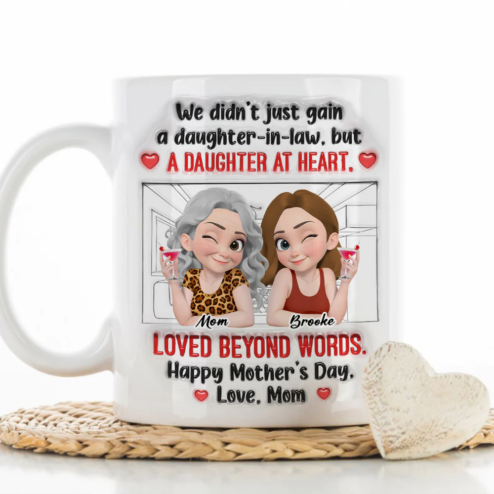 A Daughter At Heart - Personalized Custom 3D Inflated Effect Mug - Image 4
