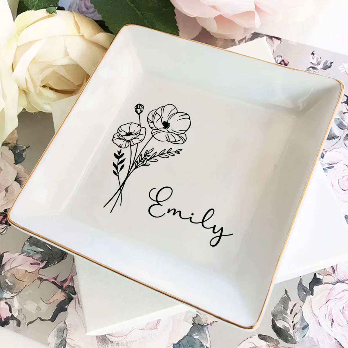 A Flower Blossoms For Its Own Joy - Personalized Custom Jewelry Dish - Image 3