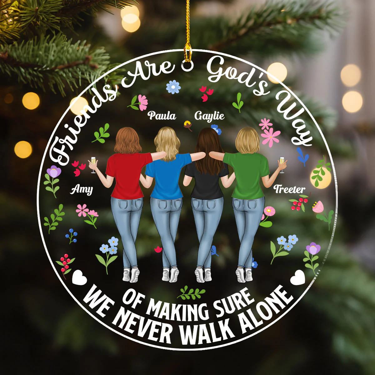 A Friend Is God Is Way - Personalized Custom Acrylic Ornament - Image 3