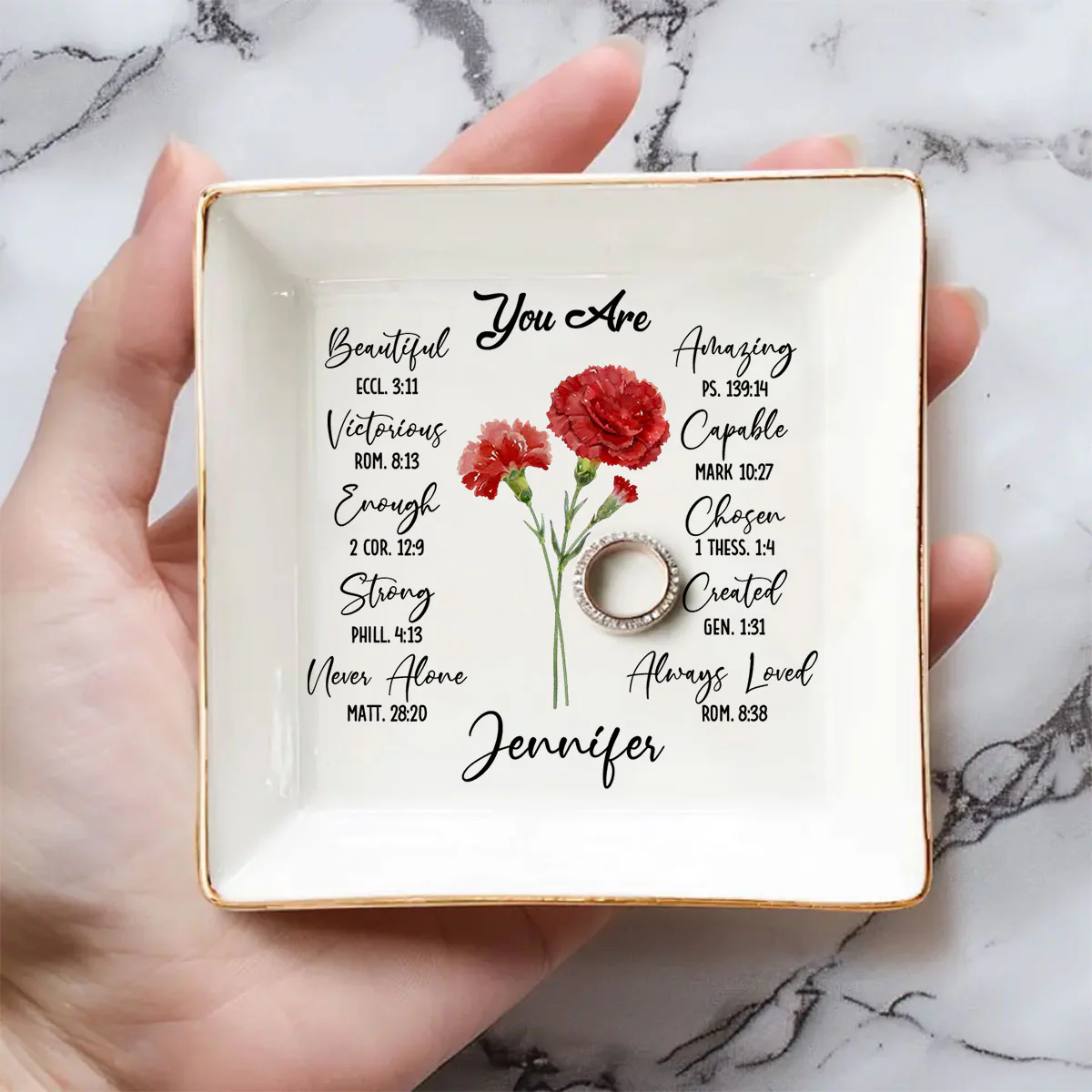 A Friend Is Like A Flower - Personalized Custom Jewelry Dish - Image 2