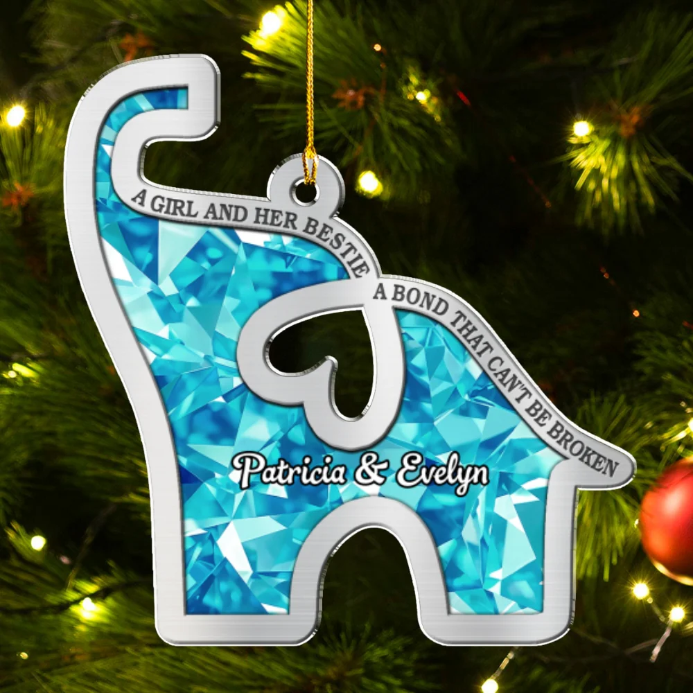 A Girl And Her Bestie - Personalized Custom Acrylic Ornament - Image 6