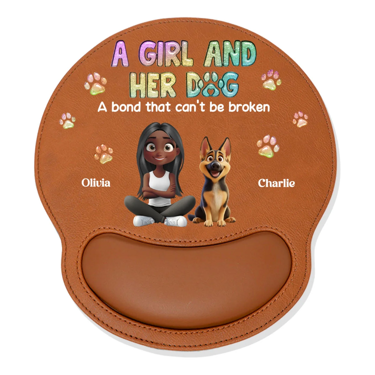 A Girl And Her Dog - Personalized Custom Leather Mouse Pad - Image 10