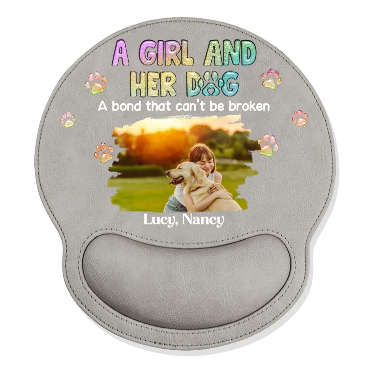 A Girl And Her Dog Photo - Personalized Custom Leather Mouse Pad - Image 12