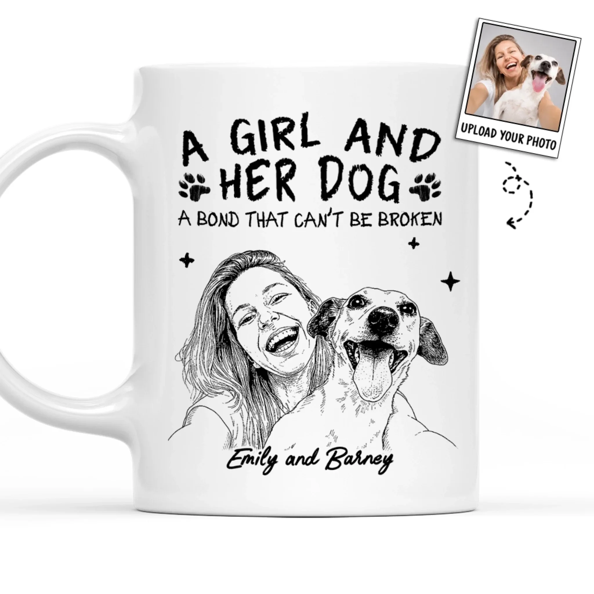 A Girl And Her Dog Sketch - Personalized Custom Coffee Mug