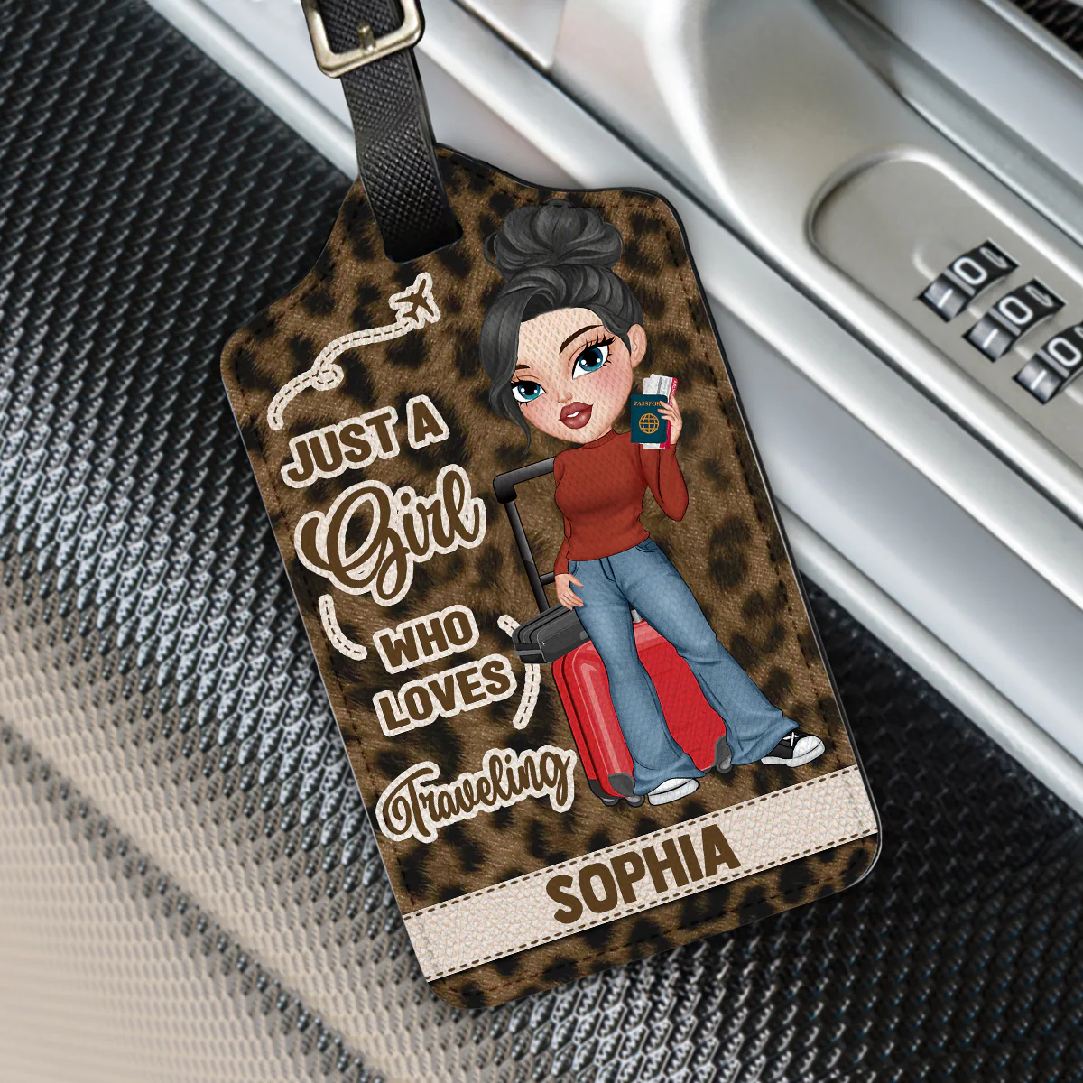 A Girl Loves Traveling - Gift For Traveling Lovers - Personalized Luggage Tag - Image 4