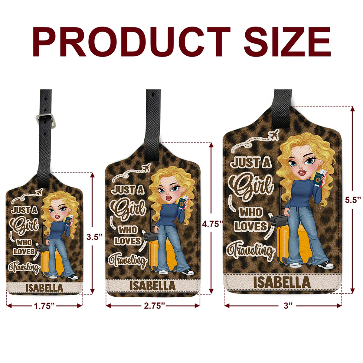 A Girl Loves Traveling - Gift For Traveling Lovers - Personalized Luggage Tag - Image 6