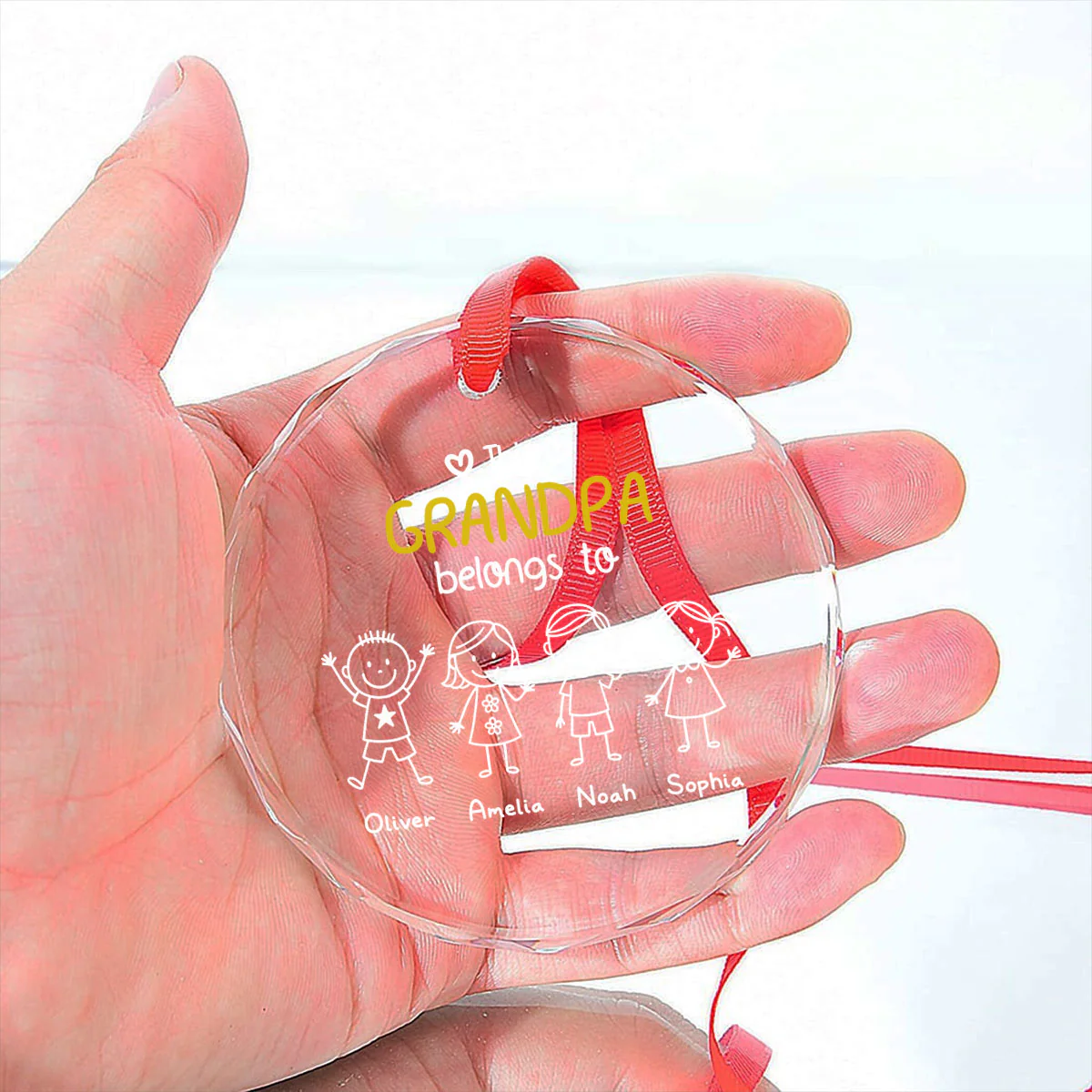 A Grandpa Loved At Christmas - Personalized Custom Glass Ornament - Image 4