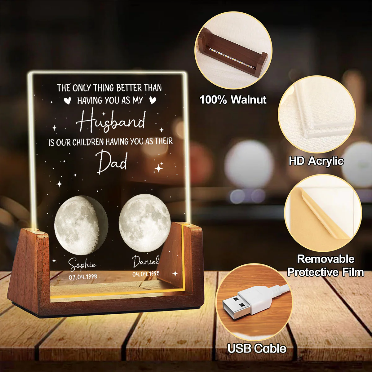 A Great Father - Personalized Custom Night Light - Image 7
