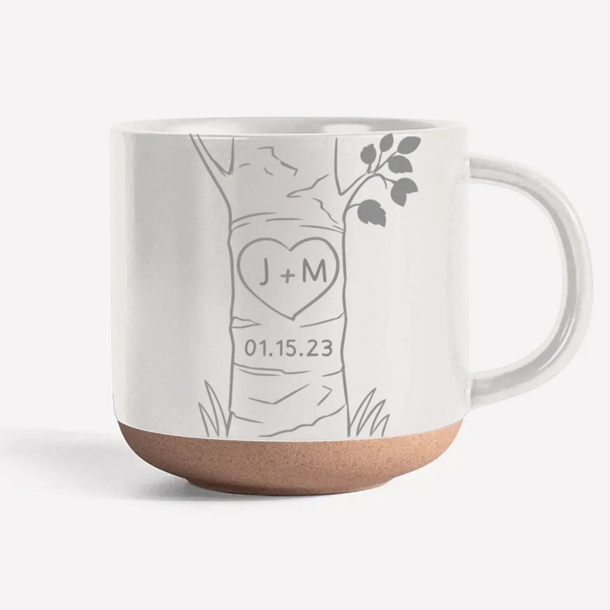 A Heart Tree Couple - Personalized Custom Engraved Pottery Mug - Image 4
