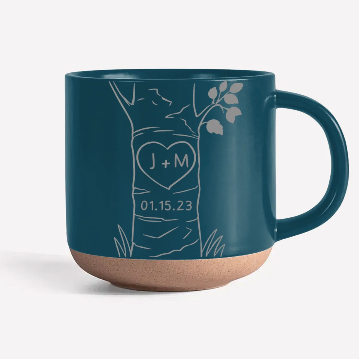 A Heart Tree Couple - Personalized Custom Engraved Pottery Mug - Image 5