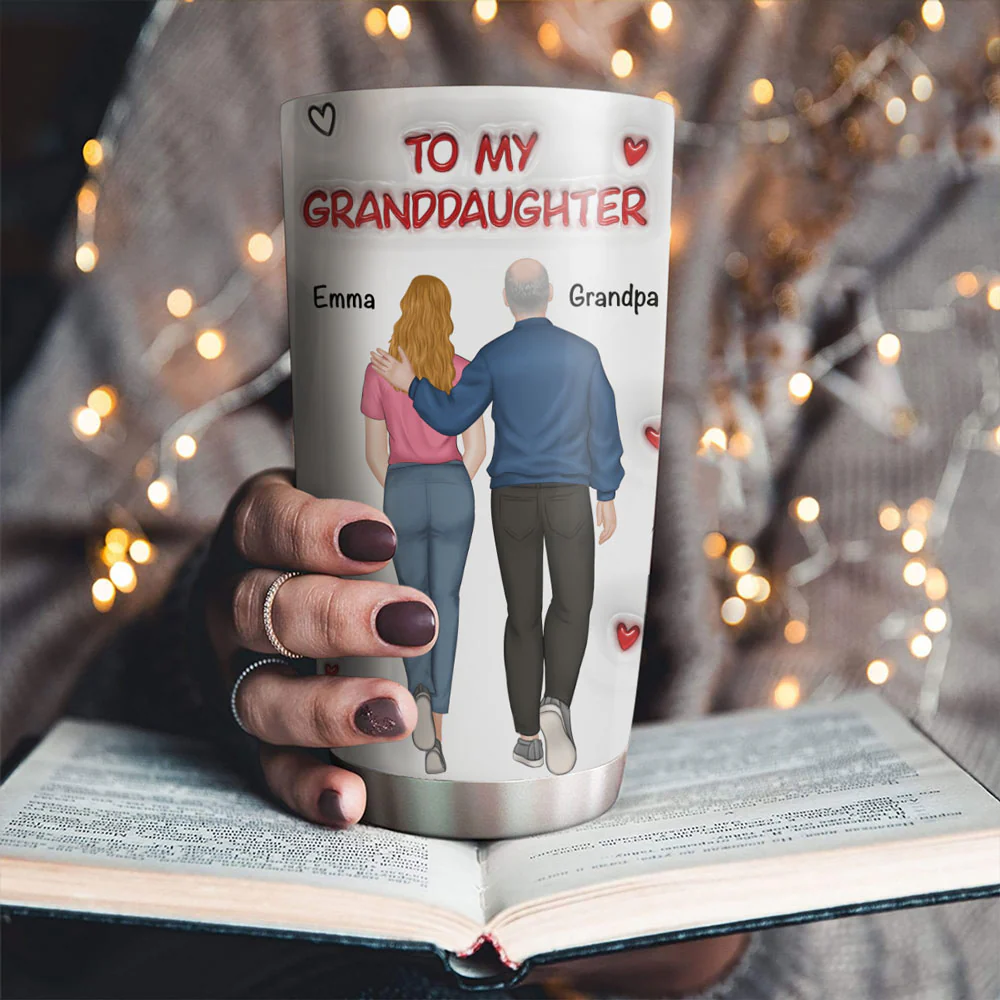 A Hug From Grandpa - Personalized Custom 3D Inflated Effect Tumbler - Image 2