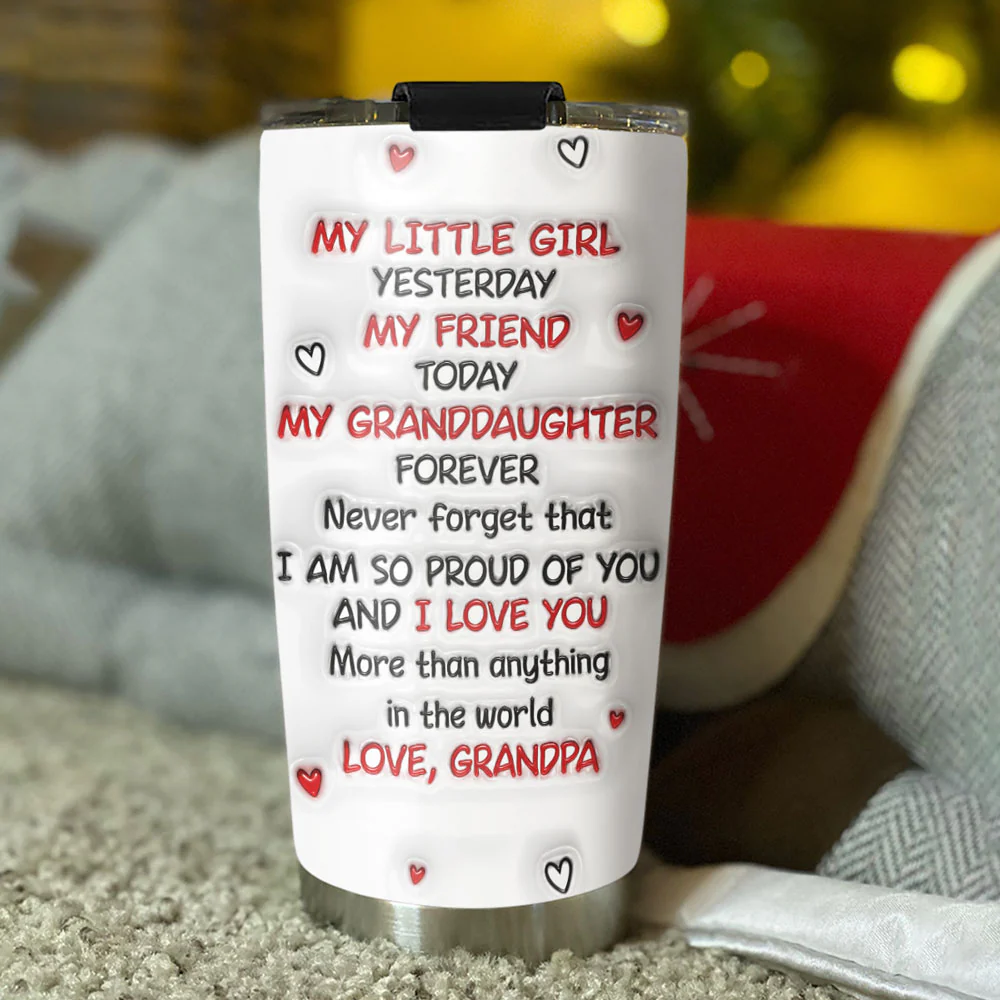 A Hug From Grandpa - Personalized Custom 3D Inflated Effect Tumbler - Image 3