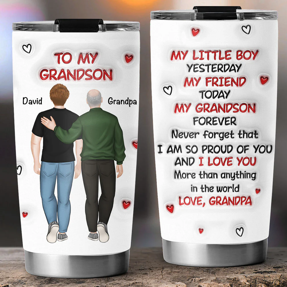 A Hug From Grandpa - Personalized Custom 3D Inflated Effect Tumbler - Image 4