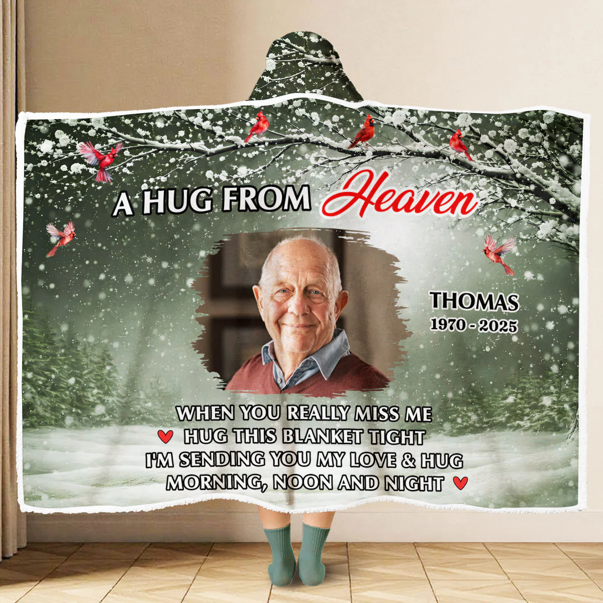 A Hug From Me - Personalized Custom Hooded Blanket