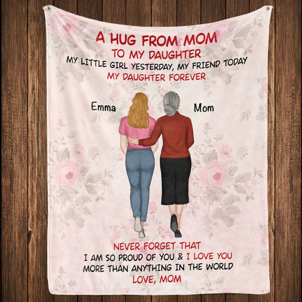 A Hug From Mom - Personalized Custom Fleece Blanket - Image 4