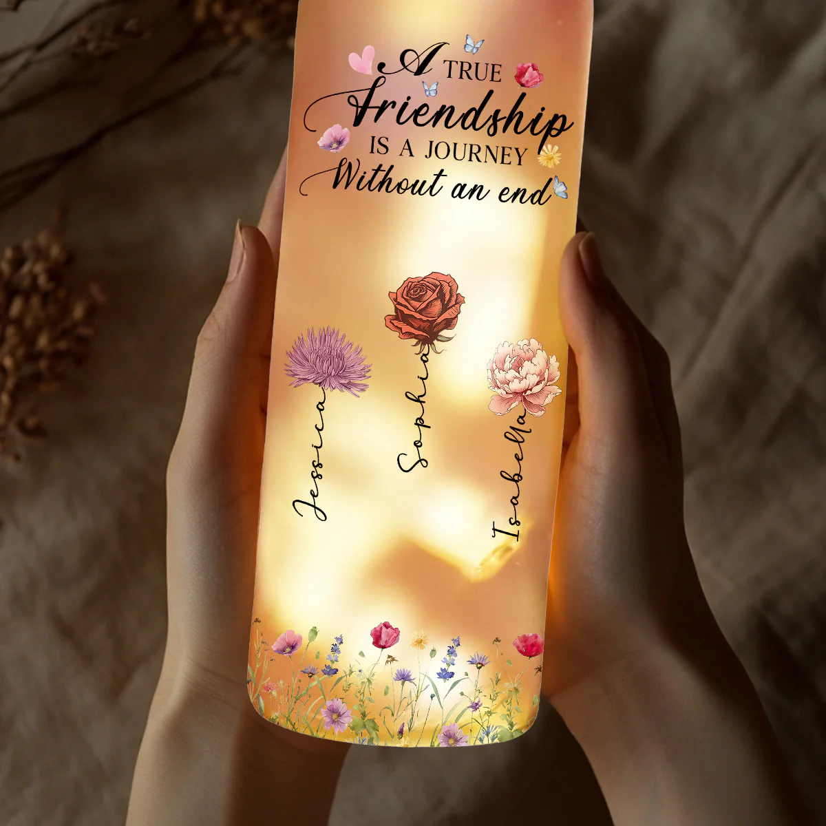 A Journey Without An End Birth Flower - Personalized Custom Bottle Lamp - Image 2