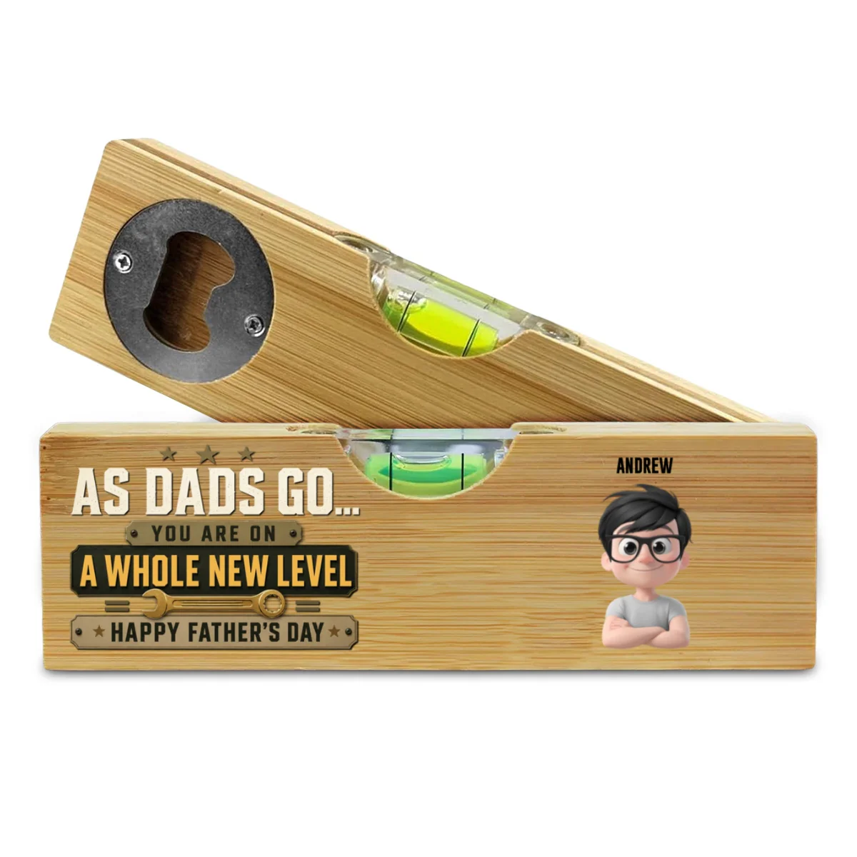 A New Level - Personalized Custom Wooden Spirit Level Bottle Opener