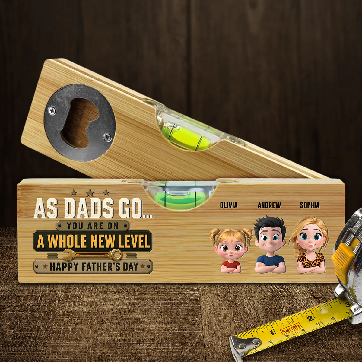 A New Level - Personalized Custom Wooden Spirit Level Bottle Opener - Image 6