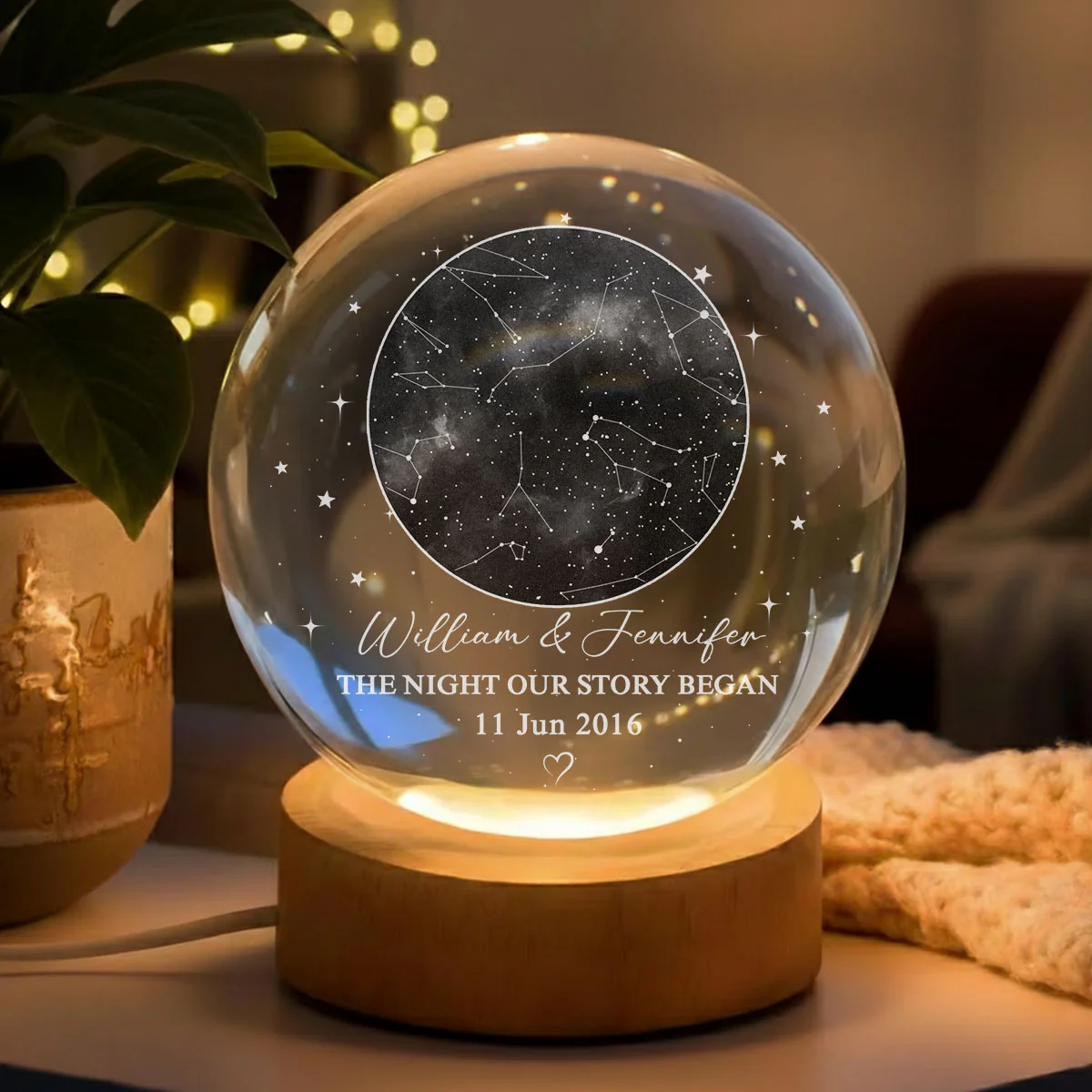 A Night To Remember - Personalized Custom Crystal Globe Lamp