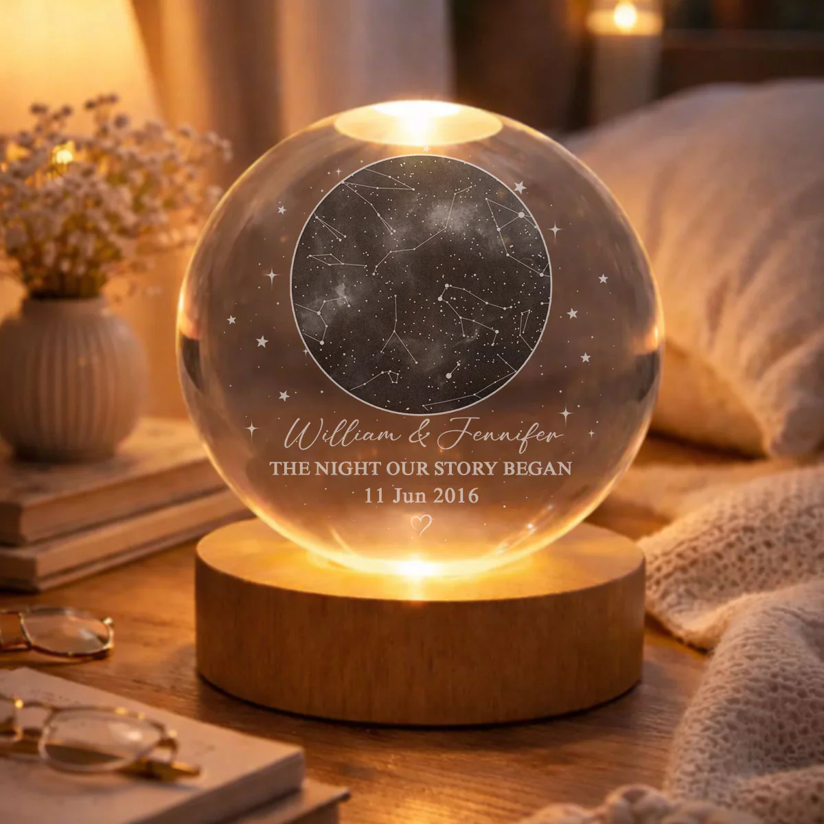 A Night To Remember - Personalized Custom Crystal Globe Lamp - Image 5