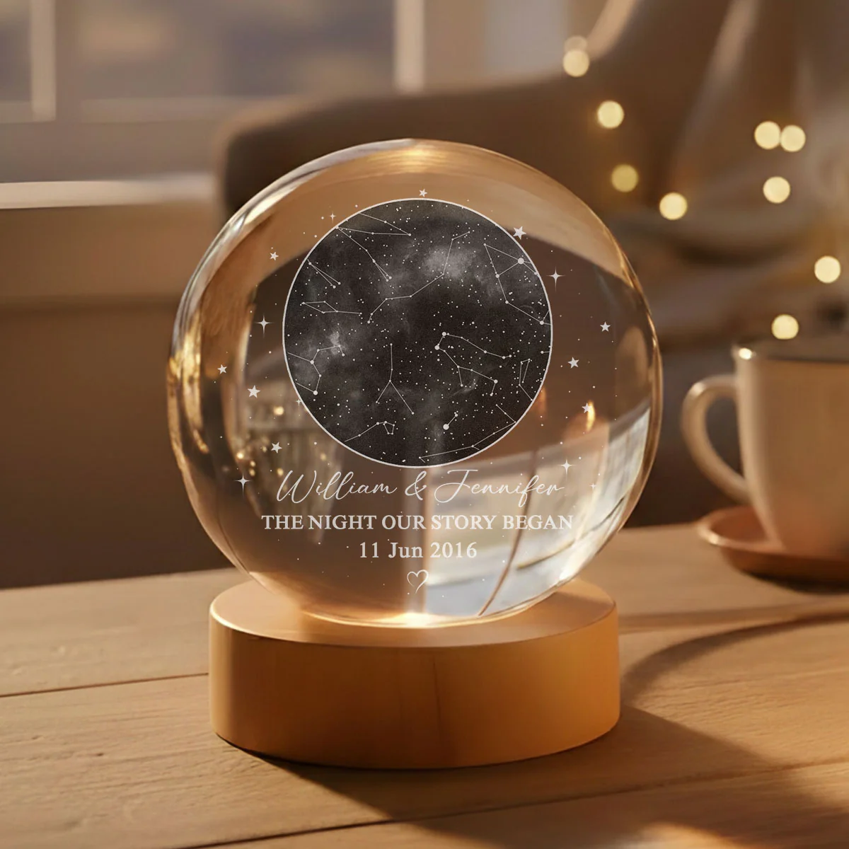 A Night To Remember - Personalized Custom Crystal Globe Lamp - Image 6