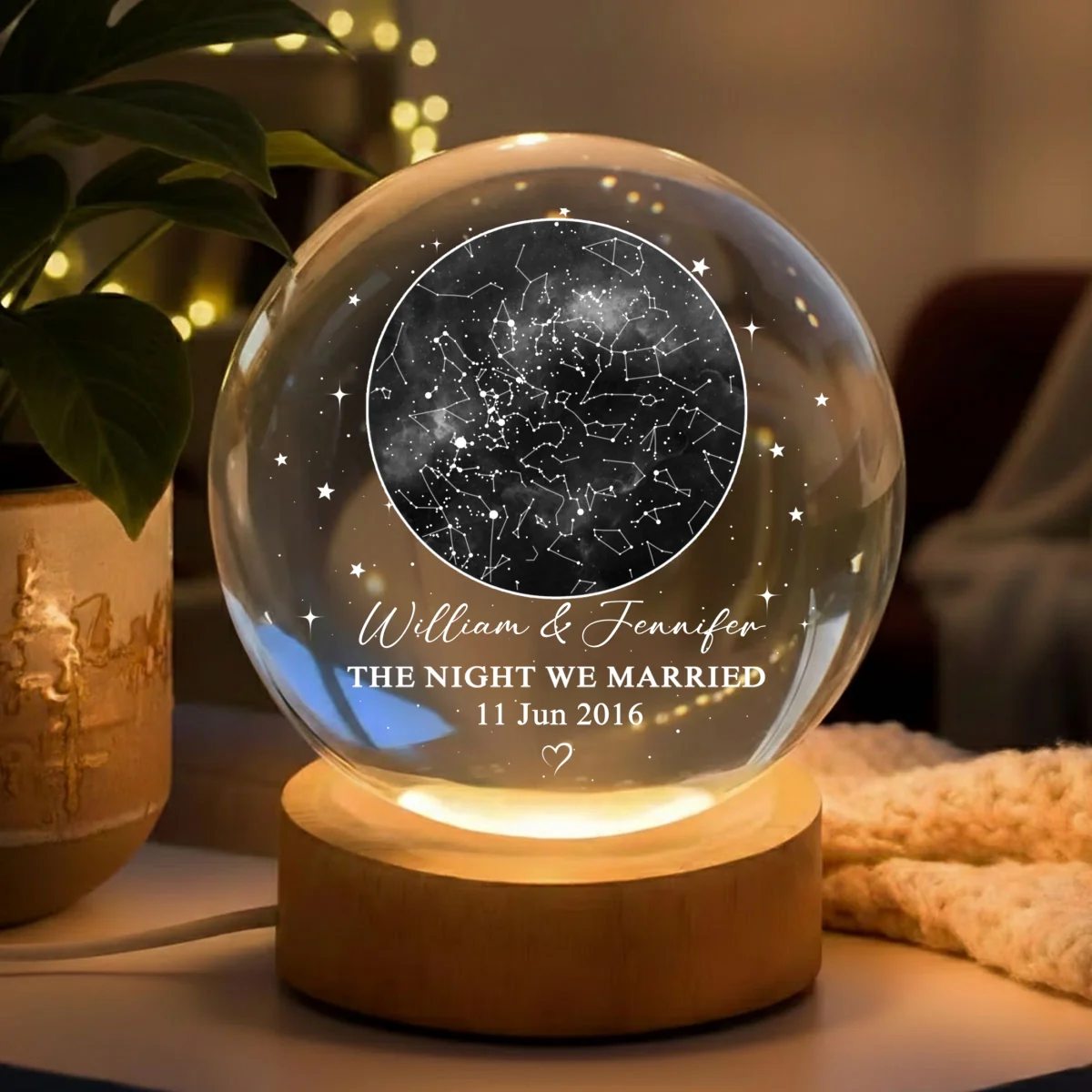 A Night To Remember - Personalized Custom Crystal Globe Lamp - Image 8