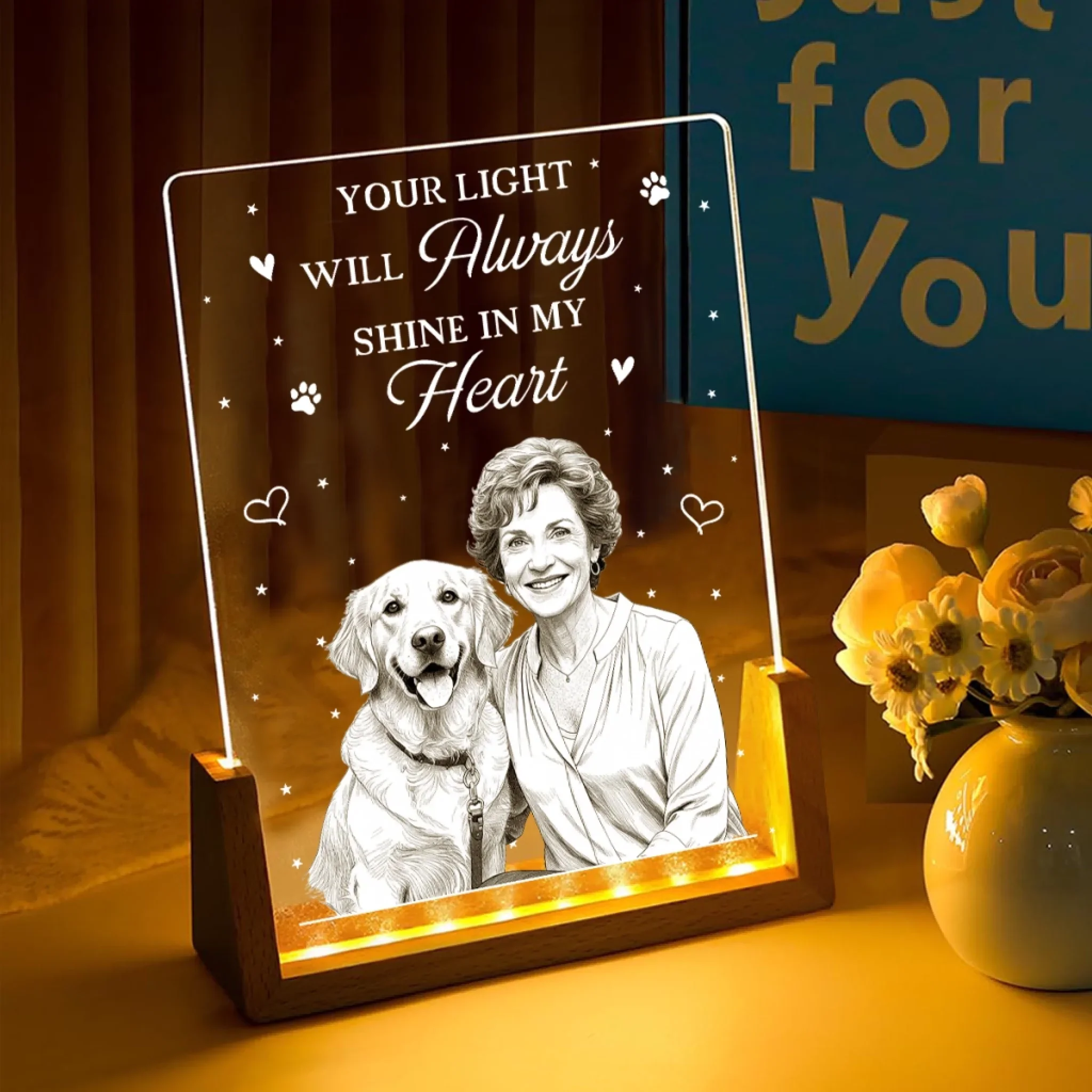 A Piece of My Heart Is At The Rainbow - Personalized Custom Night Light - Image 2
