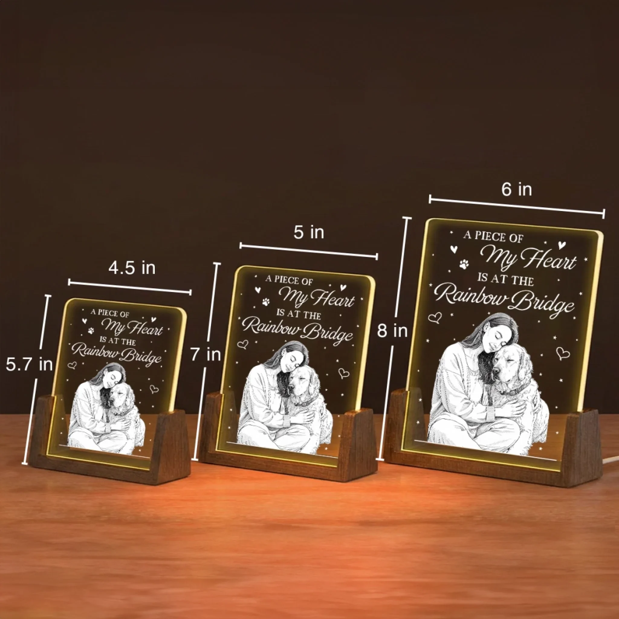 A Piece of My Heart Is At The Rainbow - Personalized Custom Night Light - Image 4