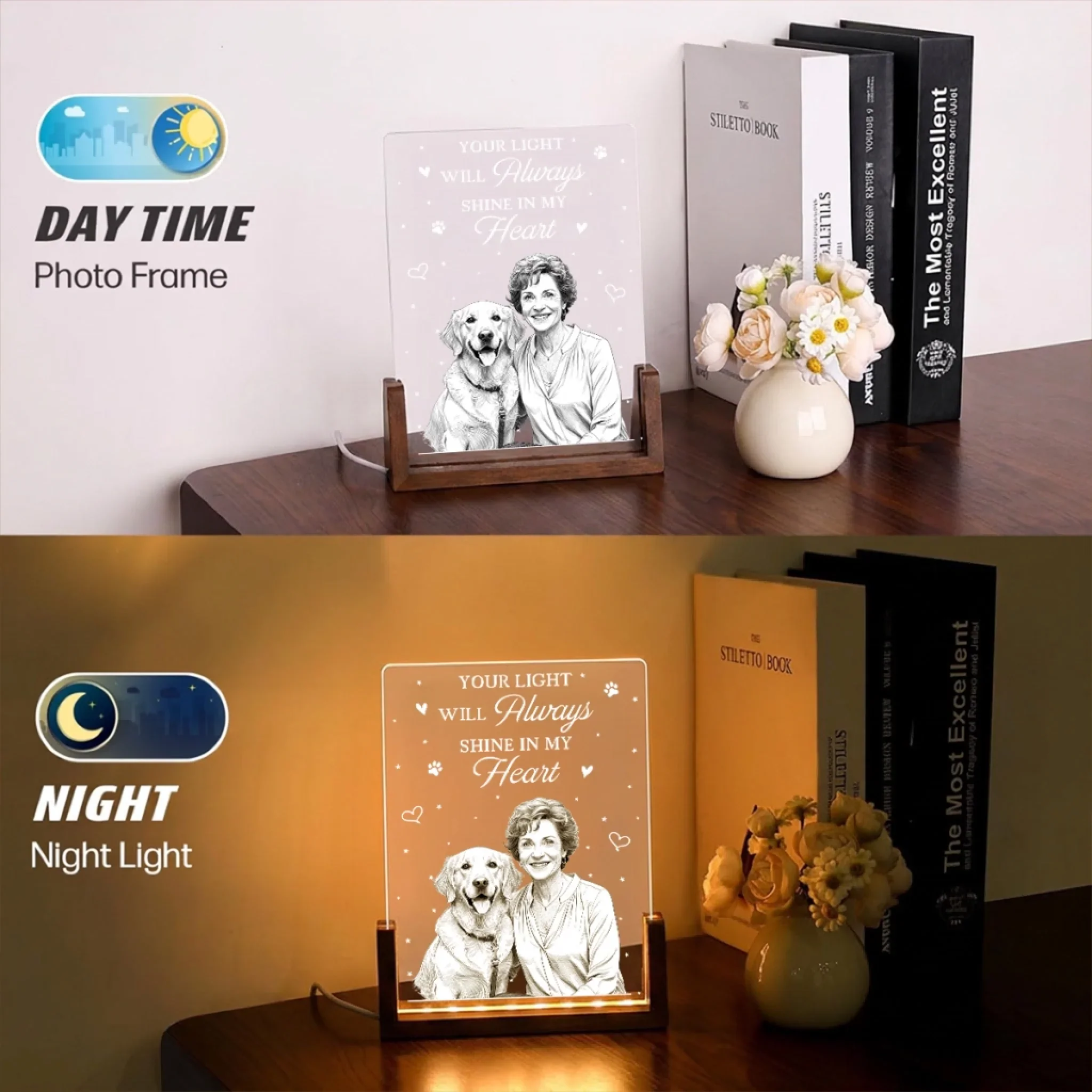 A Piece of My Heart Is At The Rainbow - Personalized Custom Night Light - Image 5