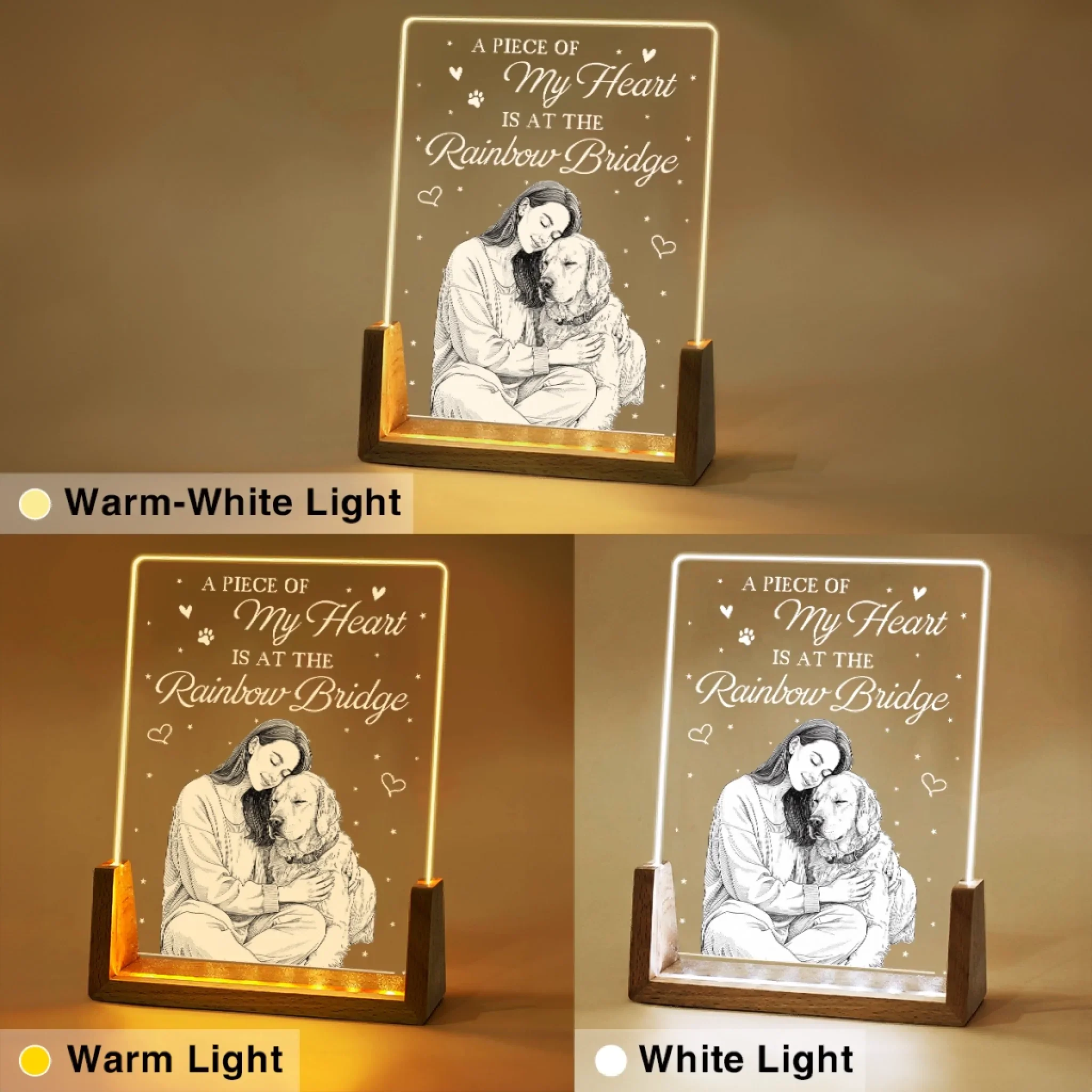 A Piece of My Heart Is At The Rainbow - Personalized Custom Night Light - Image 6