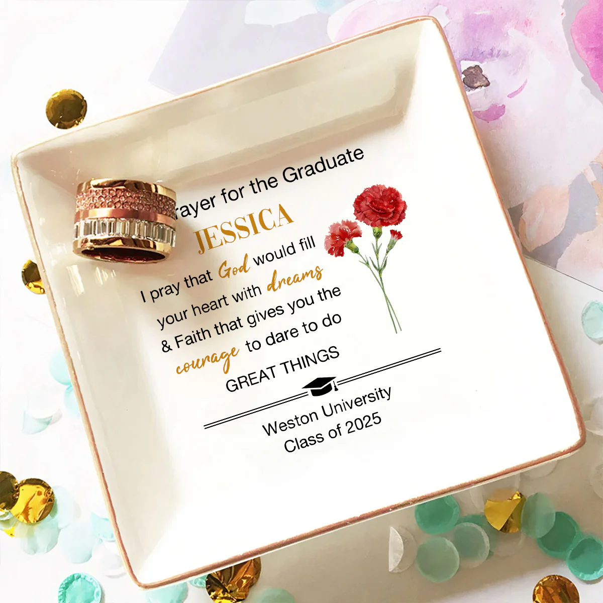 A Prayer For The Graduate - Personalized Custom Jewelry Dish - Image 3