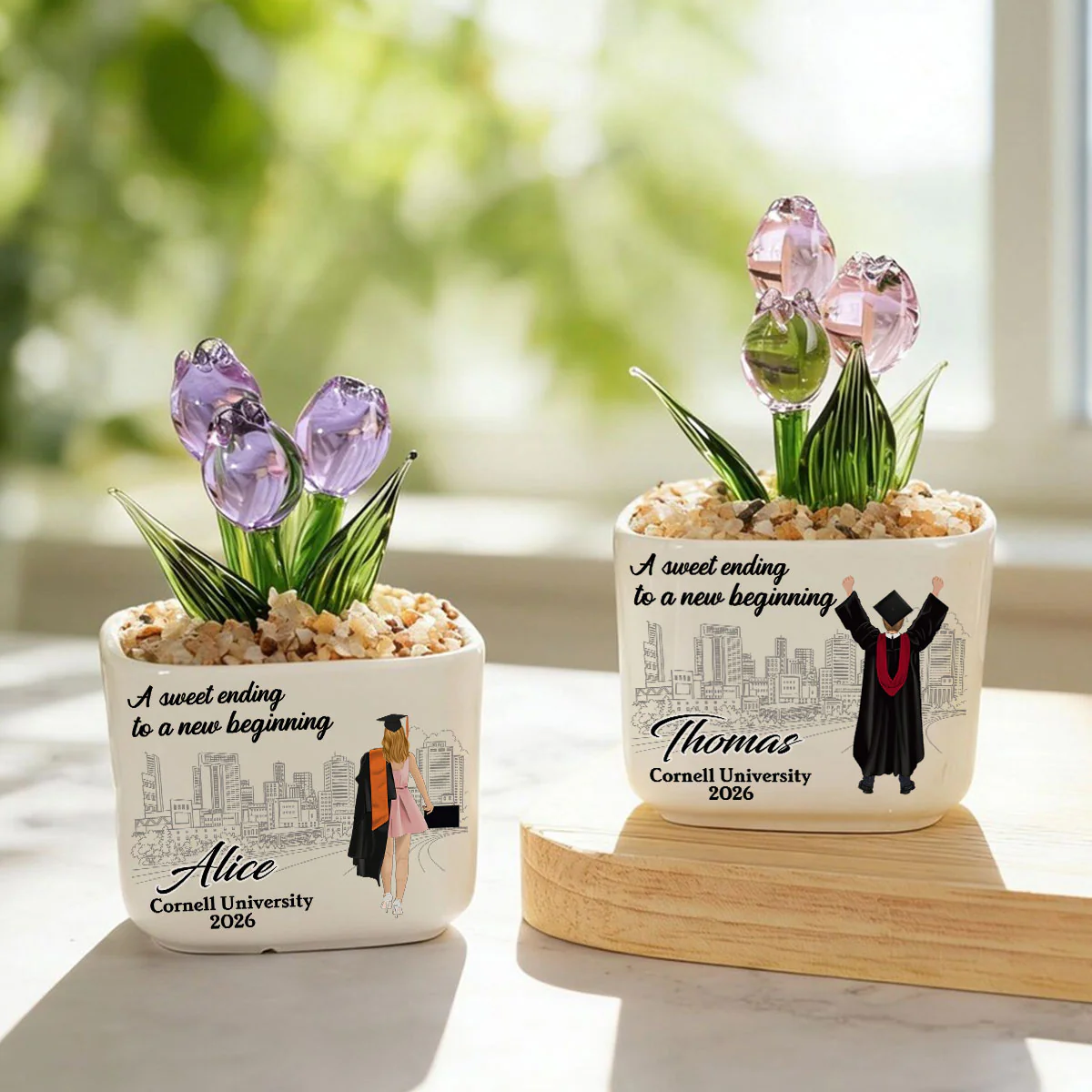 A Sweet Ending - Personalized Custom Glass Everlasting Tulips - Image 6