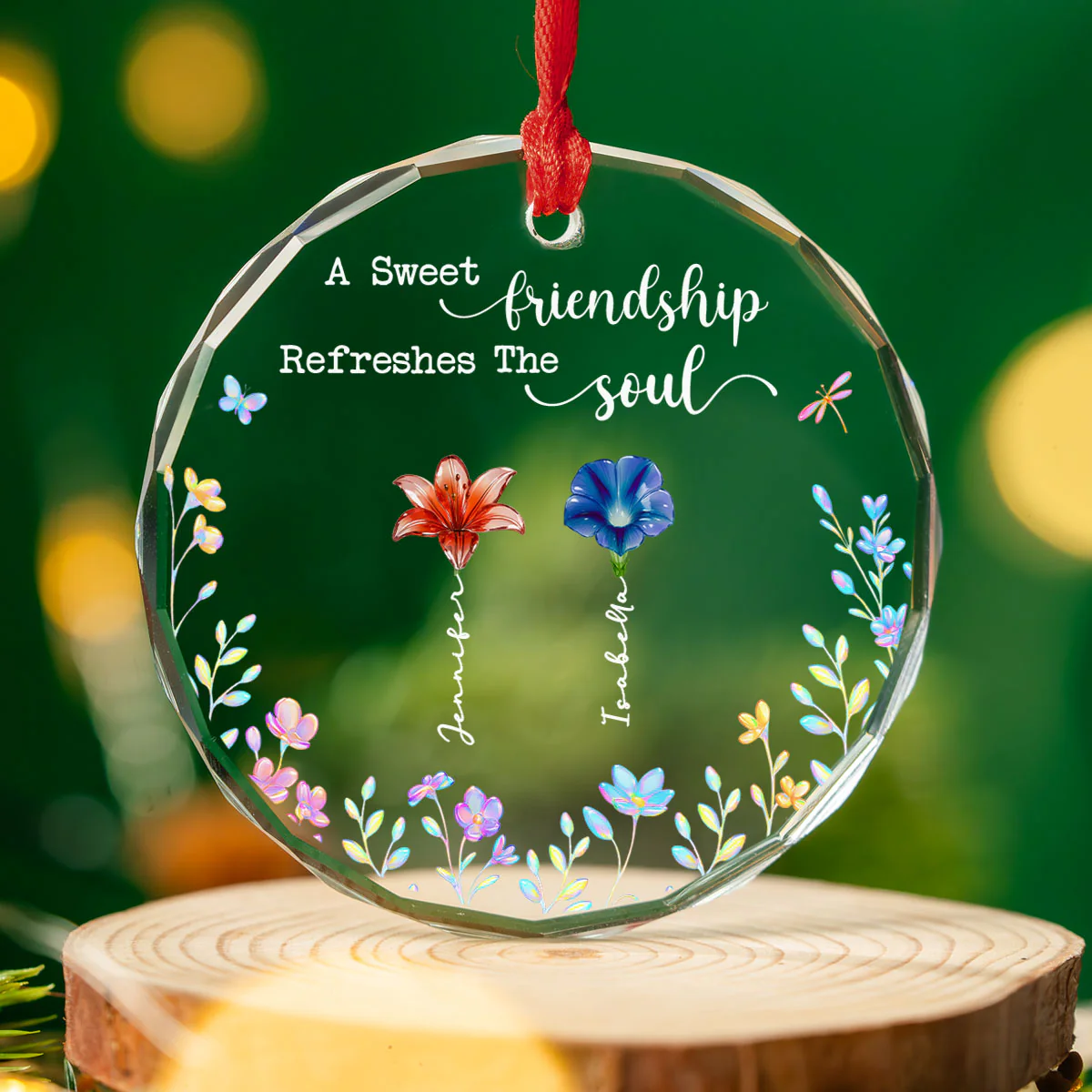 A Sweet Friendship - Personalized Custom Glass Ornament - Image 4