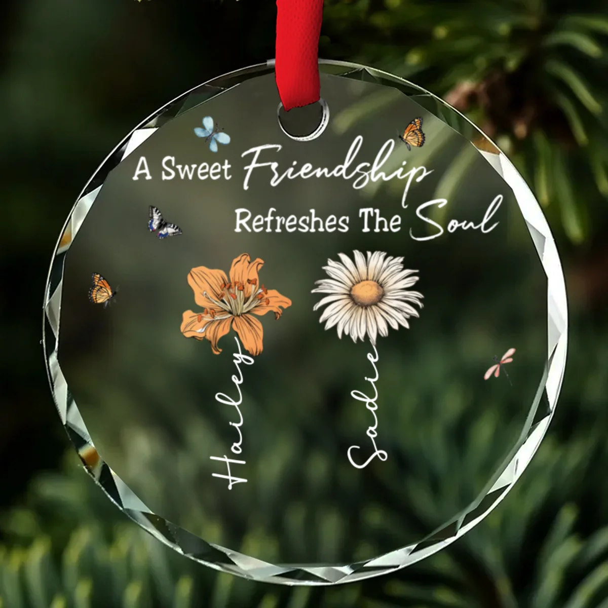 A Sweet Friendship Refreshes The Soul - Personalized Custom Glass Ornament - Image 6